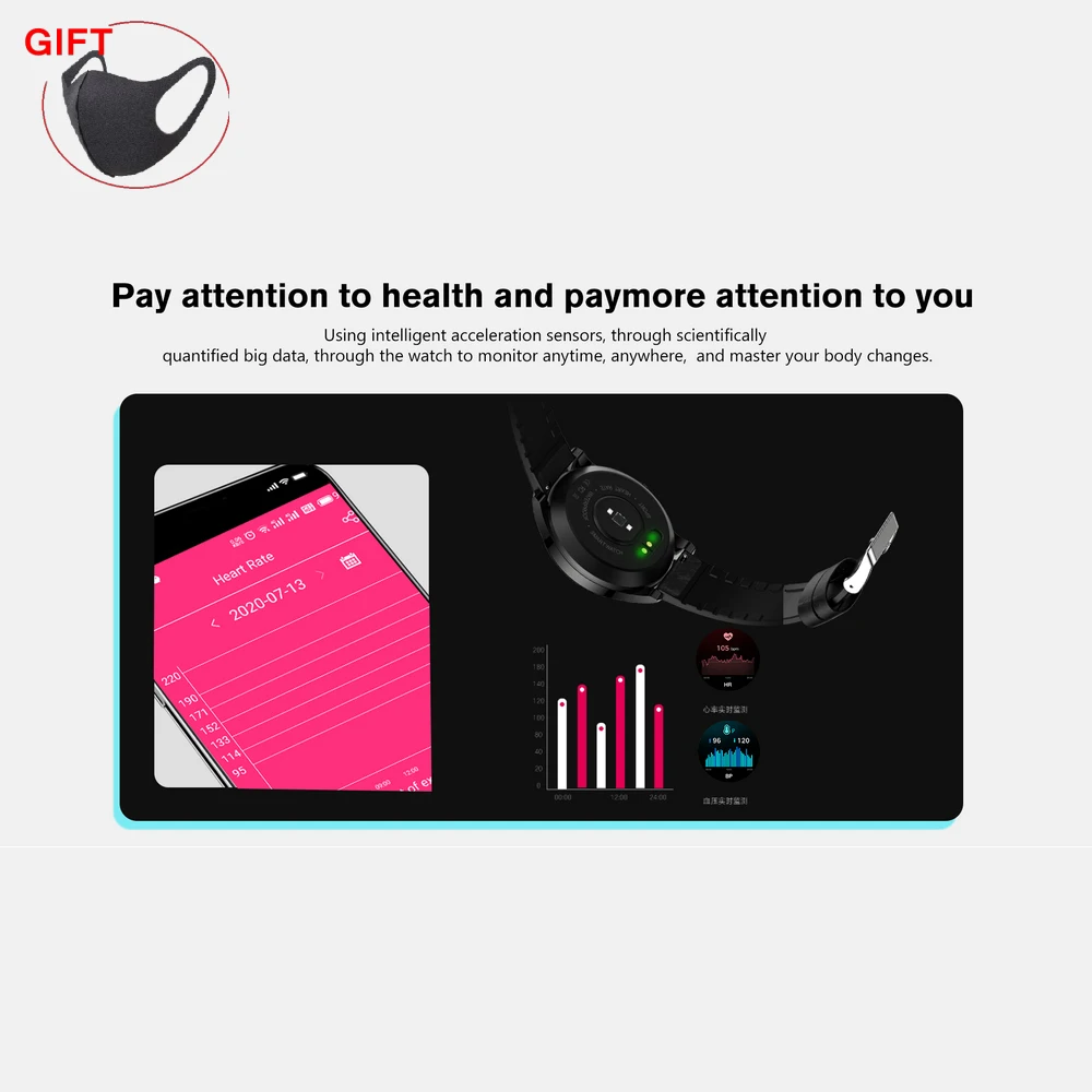 

Rogbid GT Smart Watch Sport Metal Sleep Monitor Blood Pressure Heart Rate Sports Waterproof Pedometer Smart Watch Tools