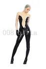 Латексный резиновый красивый черный и прозрачный комбинезон для всего тела, Размер XXS  XXL