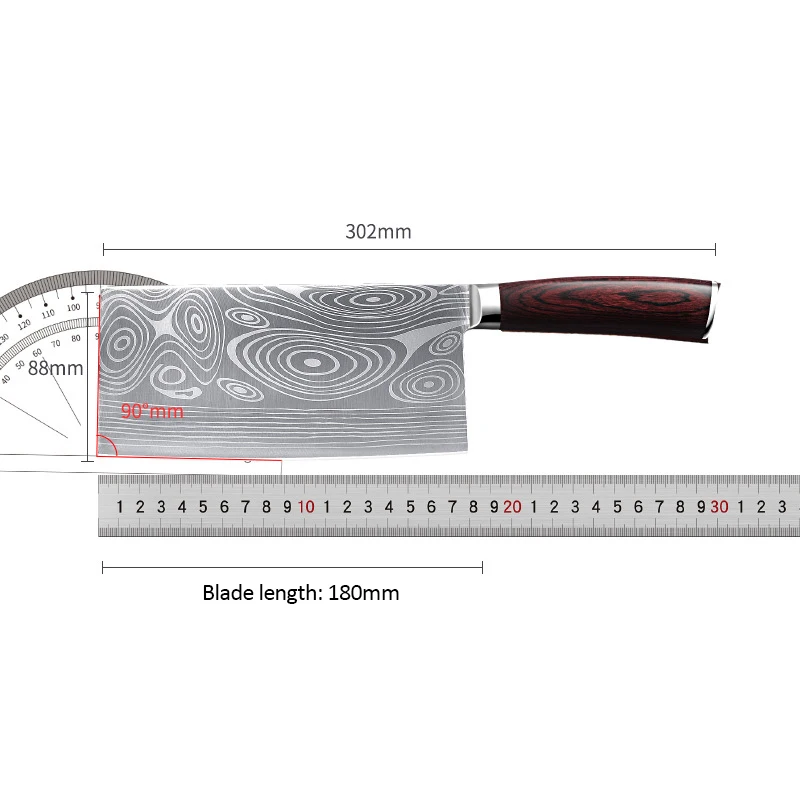 

Damascus Drain Kitchen Kitchen Knife Chef's Knife Stainless Steel Kitchen Knife Mahogany Handle Chef's Knife Sicing Knife