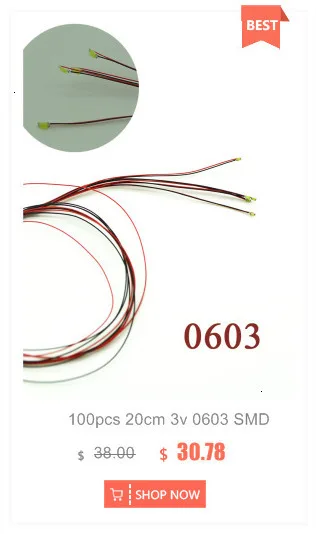 10 шт. 0402 SMD предварительно припаянный micro litz проводной светодиодный резистор 20 см 8-15 в патч-лампы для diorama архитектурной модели