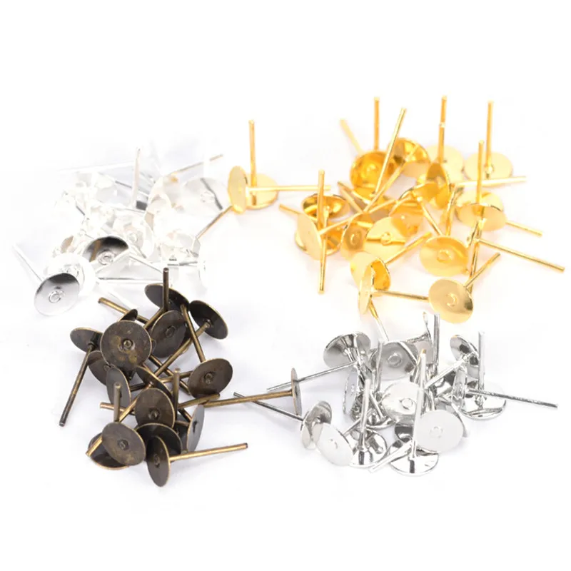 

200pcs Stainless Steel Blank Earring Stud Base Cabochon Cameo Settings DIY Jewelry Making