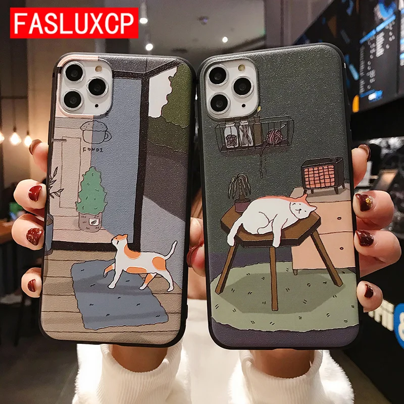 Чехол для iPhone XR задняя крышка из ТПУ с мультяшным котом 11 Xs Max 7 Plus 8 6 6s X XS Pro 3D