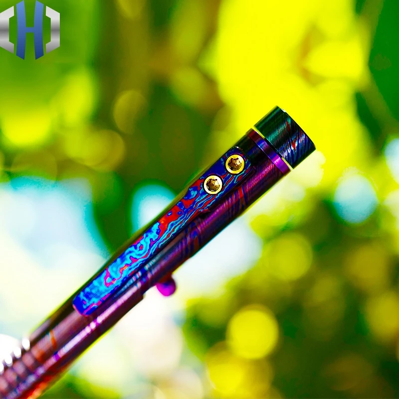 Титановая Дамасская тактическая ручка цветная титановая лошадиная для