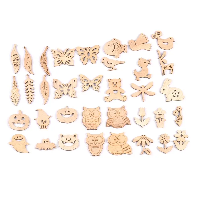 25 шт. Винтажные Цветы/Совы/Листья DIY деревянные орнаменты для скрапбукинга