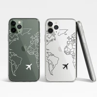 map aircraft soft case for iphone 12 mini 11 pro x xs max xr 8 7 6 6s plus se clear silicone phone cover air tickets coque funda