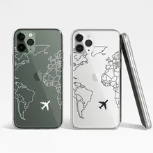 map aircraft soft case for iphone 12 MINI 11 pro x xs max xr 8 7 6 6s plus SE Clear silicone phone cover Air tickets coque funda