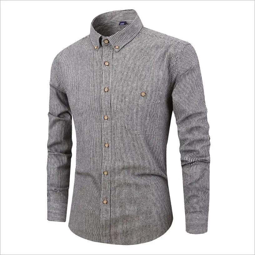 

Man Spring and Autumn New style casual Striped Shirt Male Japanese Long Sleeve Square Collar Casual Striped slim Shirt man tops
