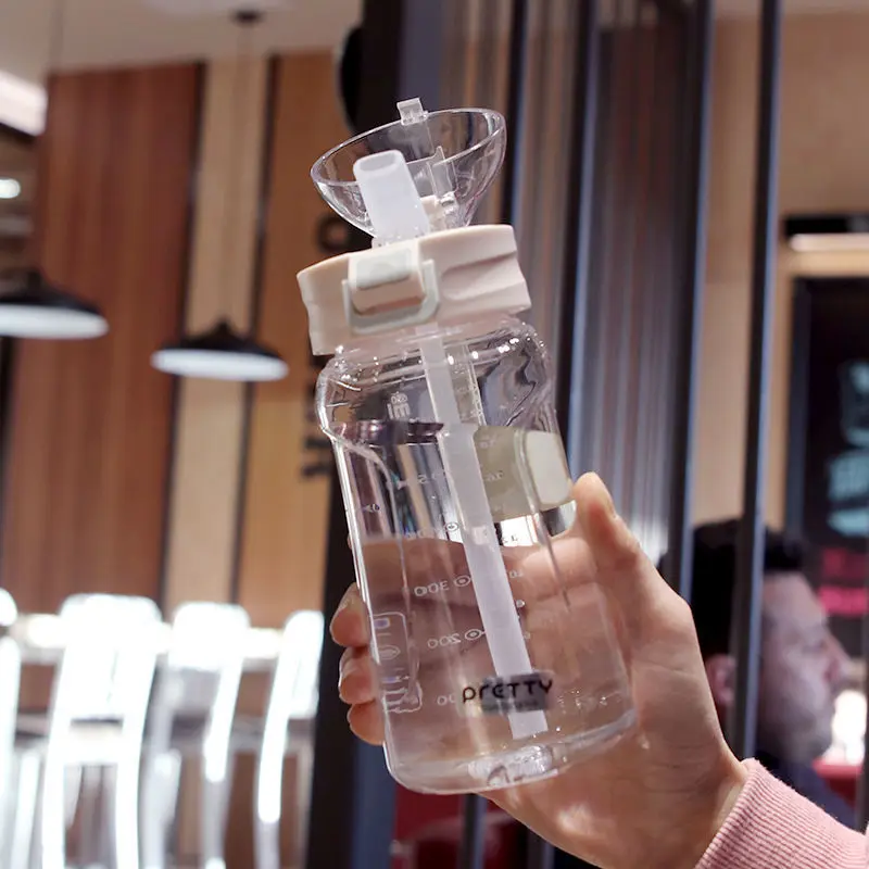 

High value water cup female summer straw cup plastic Korean version student fresh and simple adult pregnant woman water bottle