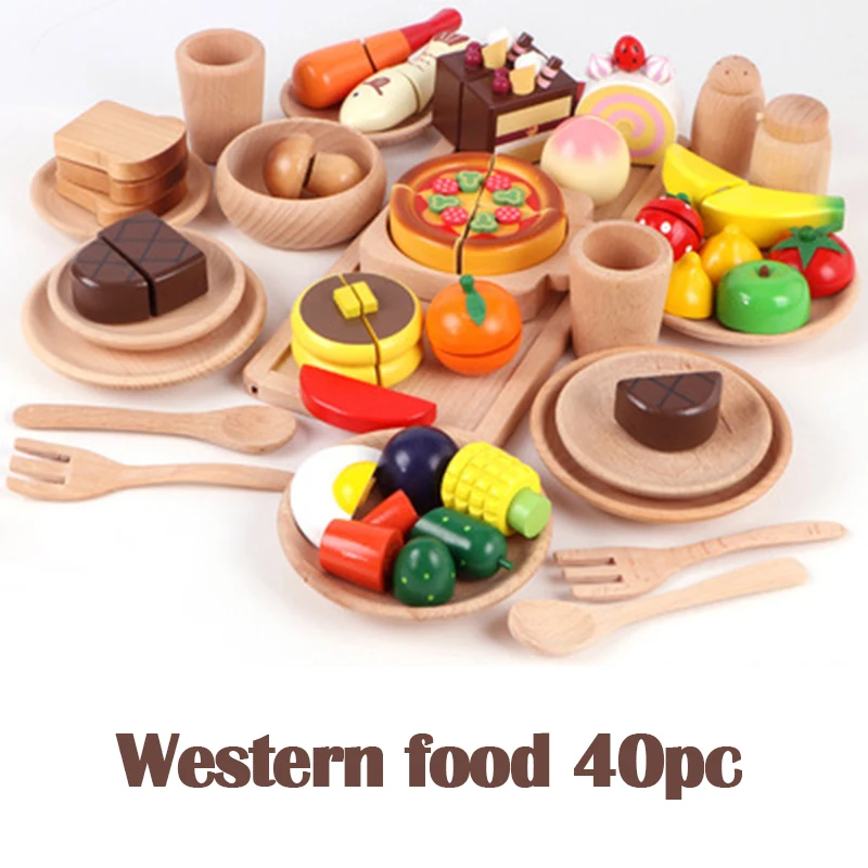 

DIY Wooden Kitchen Toy Pretend Play Simulation Model Set Cutting Fruit Vegetable Educational Toys Gift For Children Kids Girls