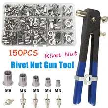 150 Pcs Rivet Nut Thread Insert Stainless Steel Rivet Nut With Threaded Retainer Mechanical Tools Clamping Lever Rivet Nut Set
