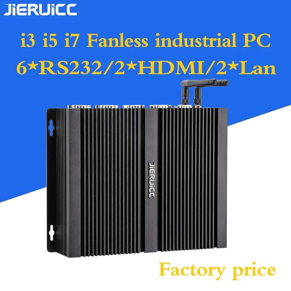 Дешевый промышленный PC безвентиляторный Intel Core I3 4010U i5 4200u i7 4500u Intel NUC Barebone Мини ПК с сенсорным экраном 6COM двойной LAN Порты и разъёмы 2 hdmi