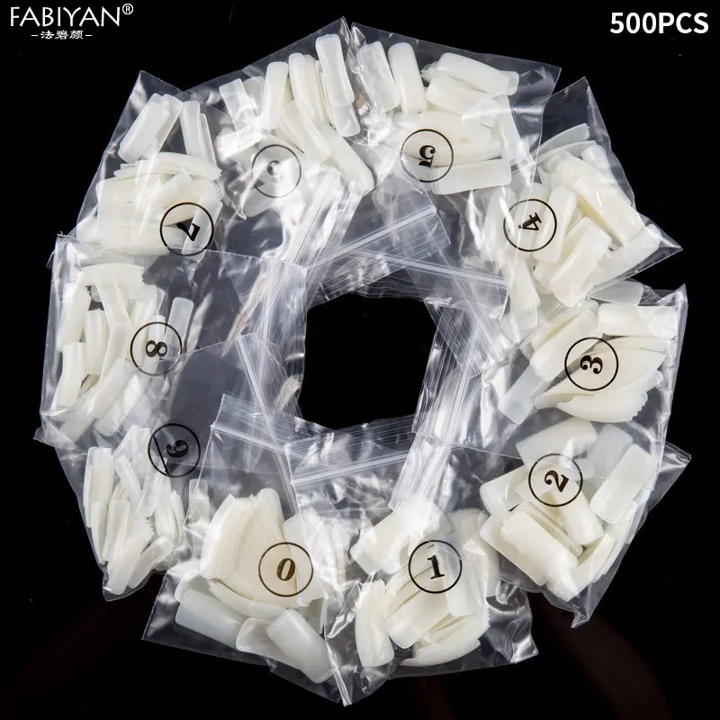 500 шт. половинные покрытия натуральный цвет акриловый УФ гель французские