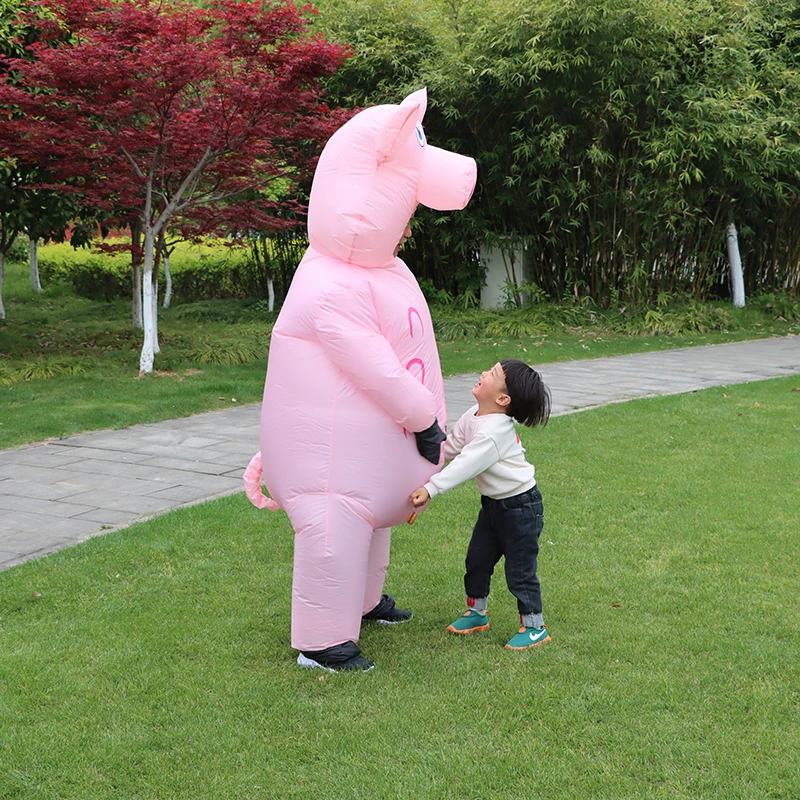 Надувной розовый костюм свиньи платье для взрослых и детей аниме костюмы косплея