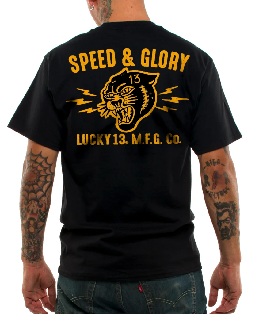 

Lucky 13 Men's T shirt Panther Head Speed Glory Hot Rod Motorcycle S - 4XL