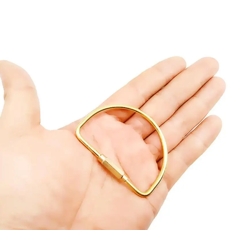 Латунь Брелок d-образная брелок Золотой Кемпинг Карабинер для выживания