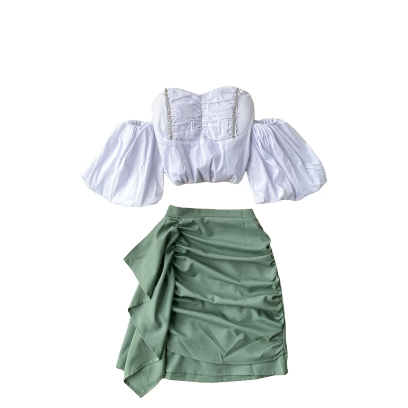 Женский костюм из двух предметов Cyanlee модный ажурный Топ без бретелек с рукавами