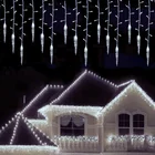 Уличная гирлянда, зимние Рождественские огни, гирлянда-занавеска, гирлянда-сосулька, светодиодные огни, свисающая на 0,3-0,5 м, Новогодняя гирлянда на окно