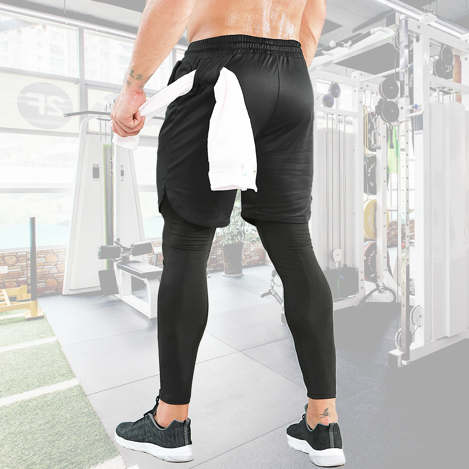 

Men's Pants Gym Tights Outdoor Pants Double Layer Quick Drying Bodybuilding Casual Fitness Running Workout Basketball Sweatpants