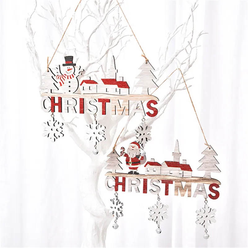 

Christmas Wood Sign Shaped Elk Santa Claus Wooden Plaque Lovely Hanging Signs Living Room Wall Xmas Tree Decoration Gift