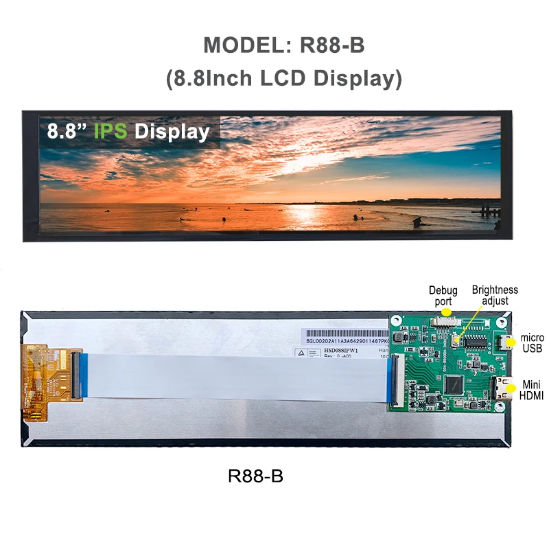 8 дюймовый 480x192 0 IPS-дисплей USB HDMI LCD HD второй экран Aida64 монитор для Raspberry Pi 4 3 2 Windows