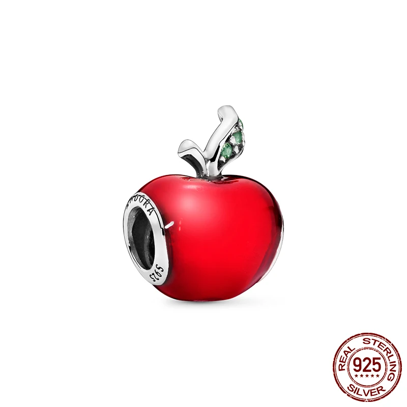 

Authentic 925 Sterling Silver christmas red apple bead charm fit Original pandora charms bracelet bangles diy for Women Jewelry