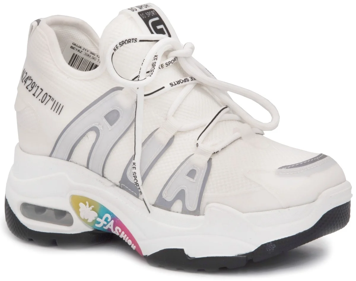 

Женские кроссовки на высокой платформе GuJa, белые разноцветные кроссовки на воздушной платформе для повседневного и уличного использования...