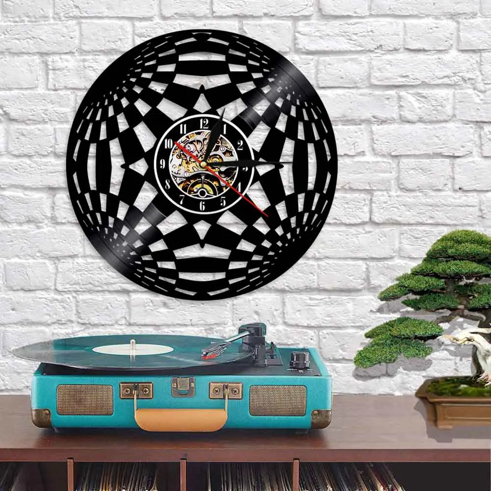 Часы Kaleidoscope LP с записью времени современные круглые виниловые настенные часы