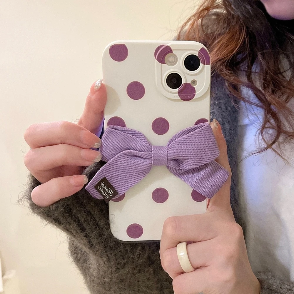 

Fashion 3D Bowknot Wave Point Phone Case For iPhone 12 13 Mini 11 Pro Max X XR XS Max 7 8 Plus SE 2020 Shockproof Soft TPU Cover