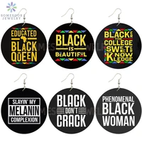 somesoor black sayings phenomenal women african wooden earrings educated afro queen melanin printed wood jewelry for lady gifts
