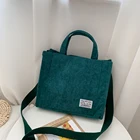 Модные Вельветовые женские вместительные сумки через плечо, однотонные сумки-мессенджеры, повседневные женские сумки на плечо на осень и зиму