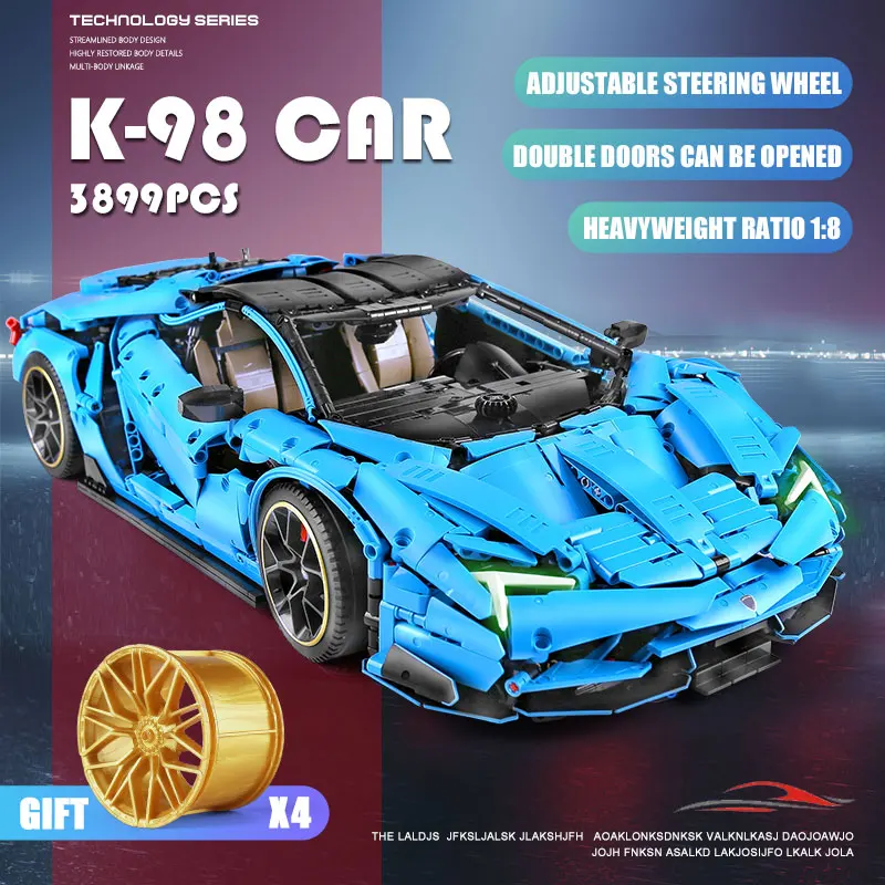 Ешина K98 Techic модель автомобиля Lamborghinisd 1:8 гиперкар супер гоночный автомобиль MOC 39933