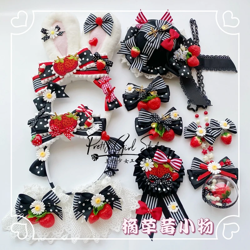 Клубничный оригинальный ручной работы милый клубничный KC заколка с боковым