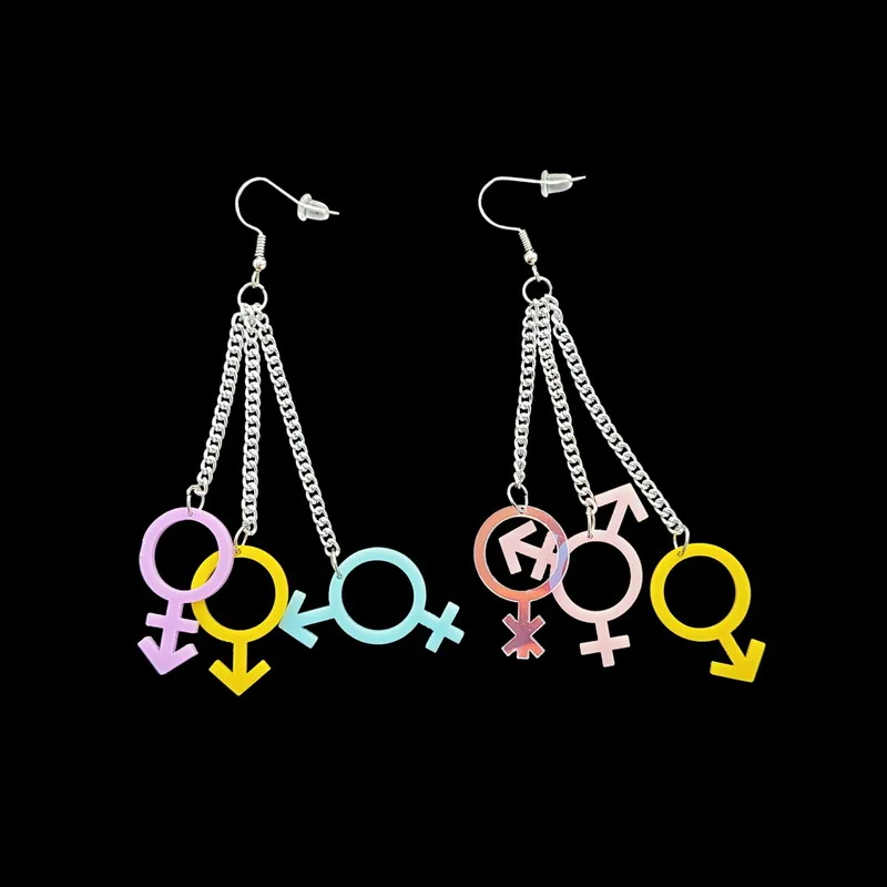 

Женские серьги в стиле панк с символами мира, серьги-подвески в стиле хип-хоп, подарок для девочек, милая акриловая бижутерия с крючком, серь...