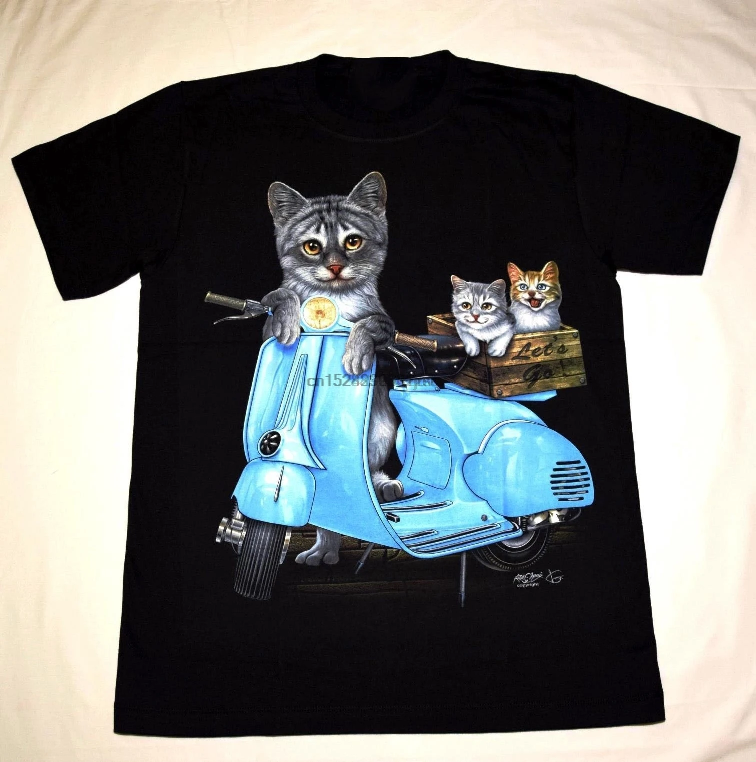 Disegno HD Rock Chang Gatti Su Vespa Мужская футболка (1)| |