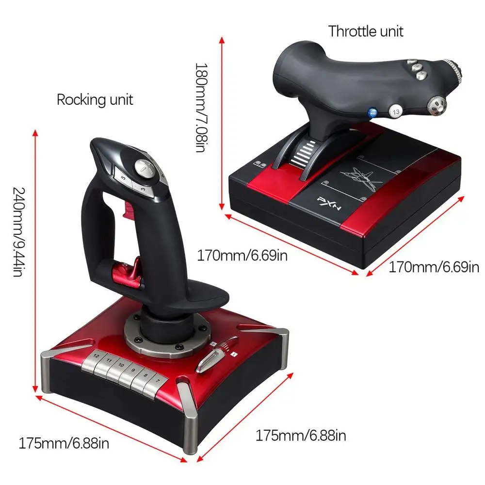 Aircraft Flight Stick Joystick USB Simulator 16 Keys Programming Gamepad Gaming Controller Dual Vibration for PC Hotas Computer |