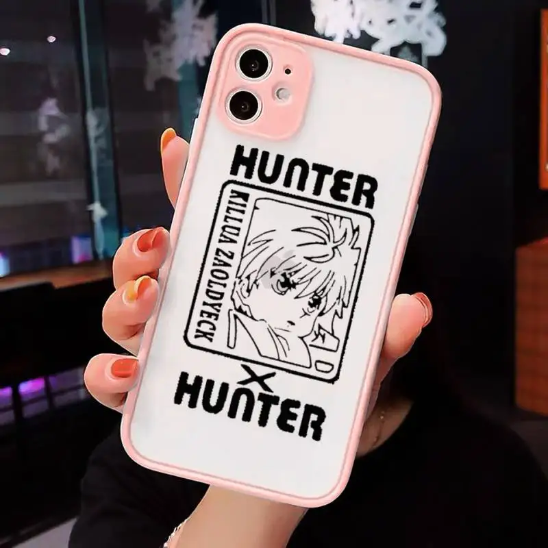 

hunter x hunter Phone Case For iPhone 12 11 Mini Pro XR XS Max 7 8 Plus X Matte transparent Pink Back Cover