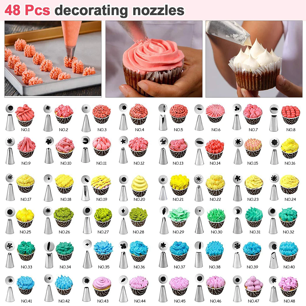 

82pcs Icing Piping Cream Pastry Bag Stainless Steel Nozzle Pastry Set Cake Decorating Kitchen Tools Silicone Baking Set