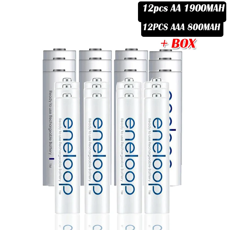 12pcs AA 12pcs AAA Panasonic 1900mah AA Ni-MH аккумуляторная батарея+ 800mah AAA батарея для камеры дистанционного управления игрушки precharge цифровая батарея - Цвет: 12pcs AA 12pcs AAA