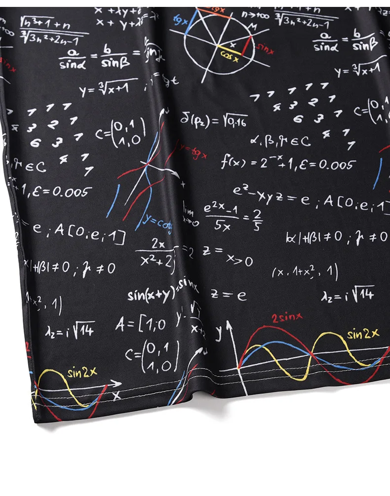 

Summer Arithmetic Formula Letter Tide Brand Men's Custom Casual Round Neck Short-Sleeved T-Shirt Men