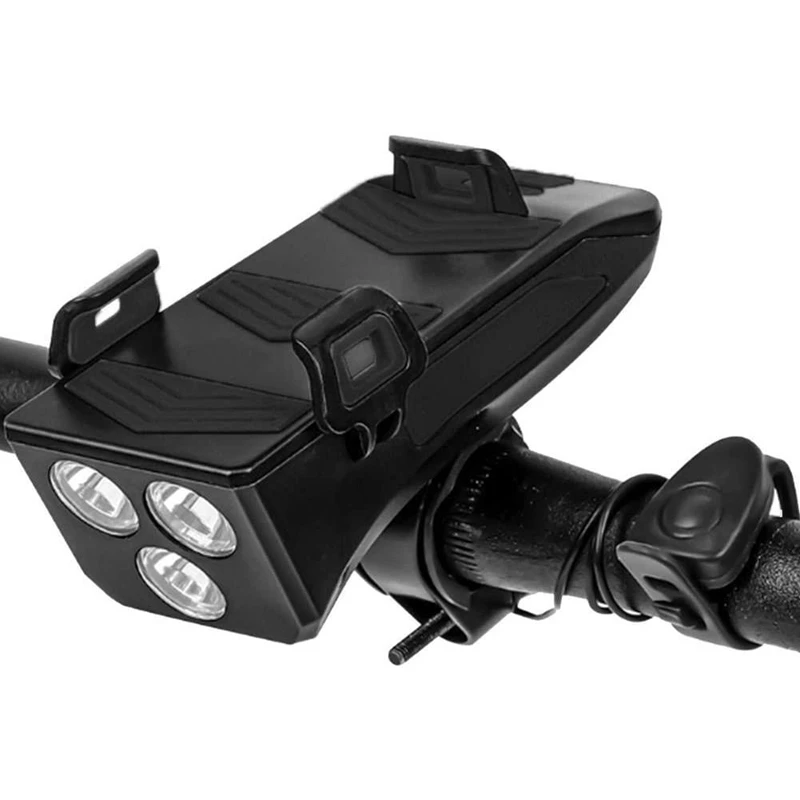 

2000Mah 4 In 1 Bicycle Light USB Rechargeable Led Bike Headlight Bike Horn Phone Holder Powerbank Cycling Light
