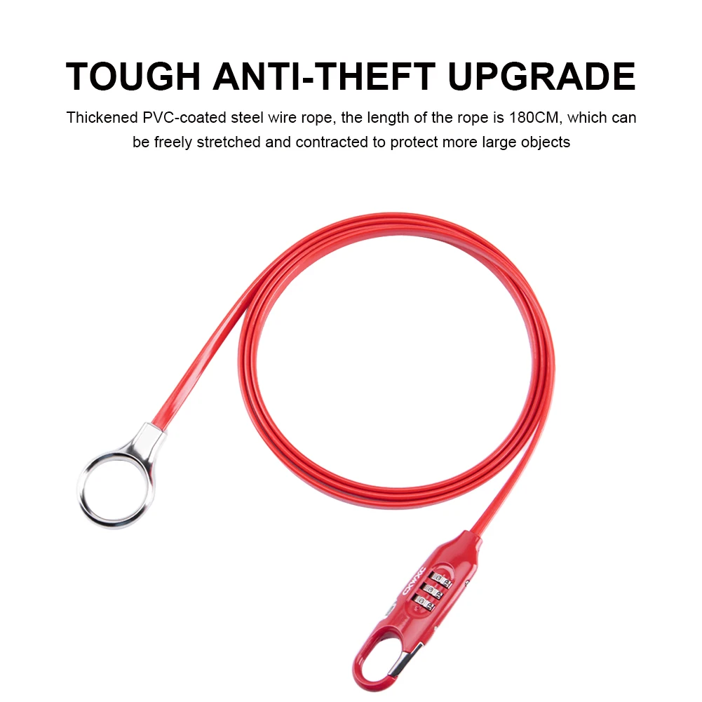 Велосипедные замки 3 цифры Комбинации замок с 180 см Стальная проволока