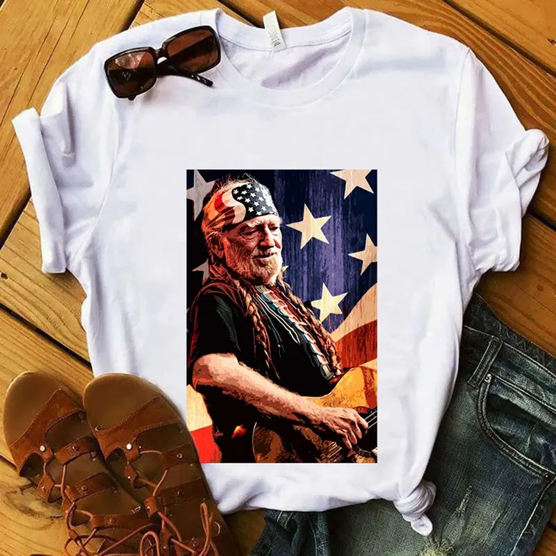 Willie Нельсон Футболка Флаг графика футболки женщин 2020 Мода harajuku рубашка уличная