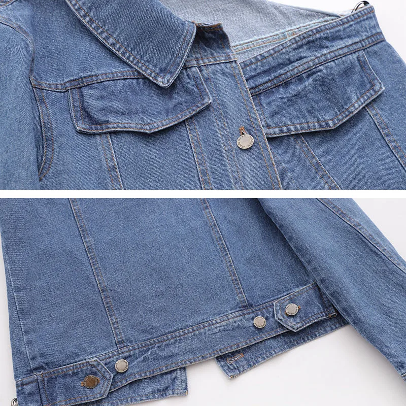 

Women Off shoulder Denim Jacket 2019 New arrival irregular Sexy Female jeans coat Loose Fashion Outwear Autumn INKEO 9O003