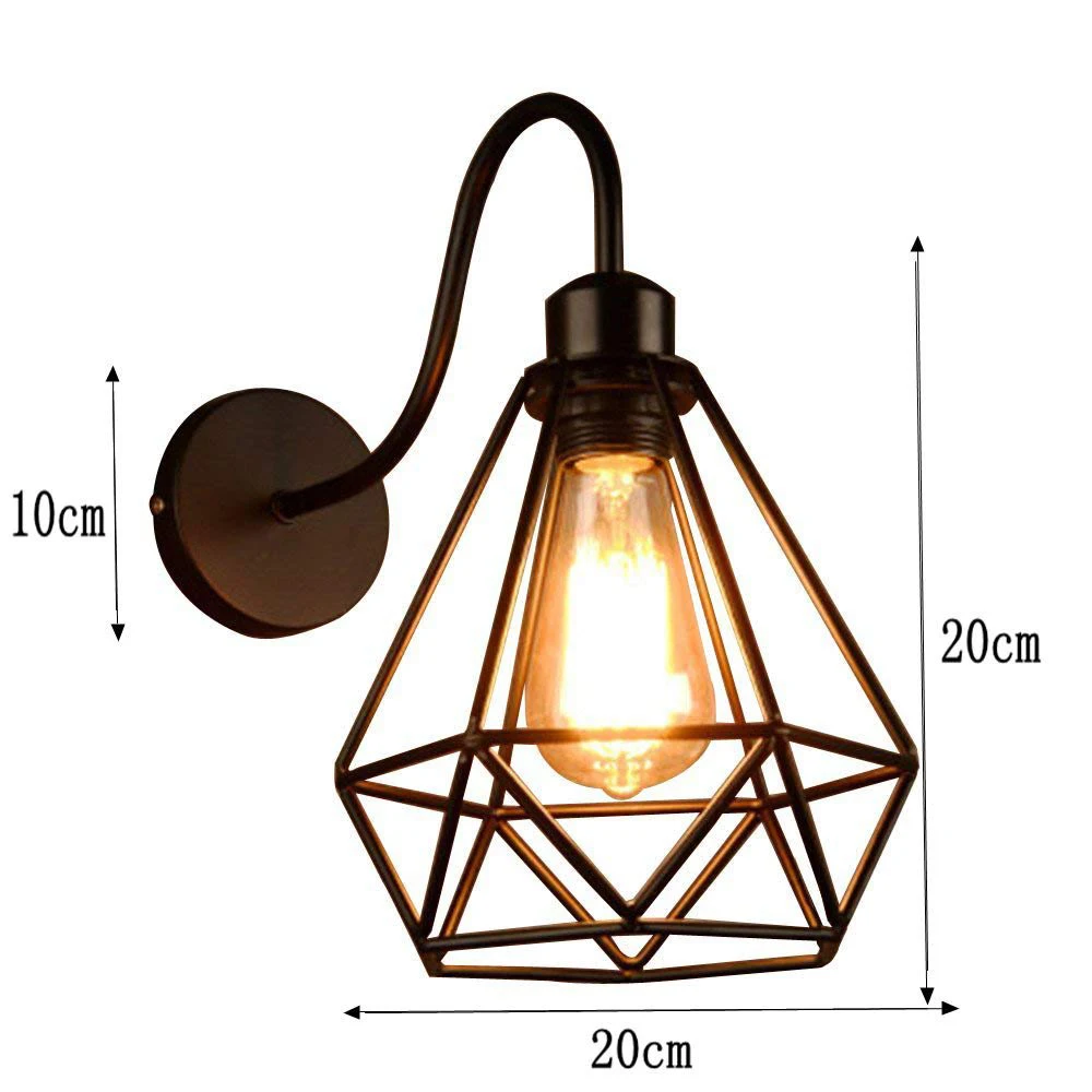Настенный светильник s винтажный промышленный Черный Алмазный металлический