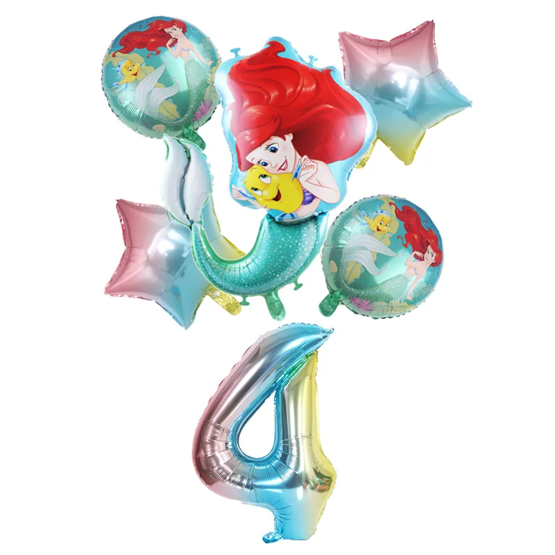 1 комплект фольгированные воздушные шары в виде русалки Ариэль 32 дюйма|Воздушные