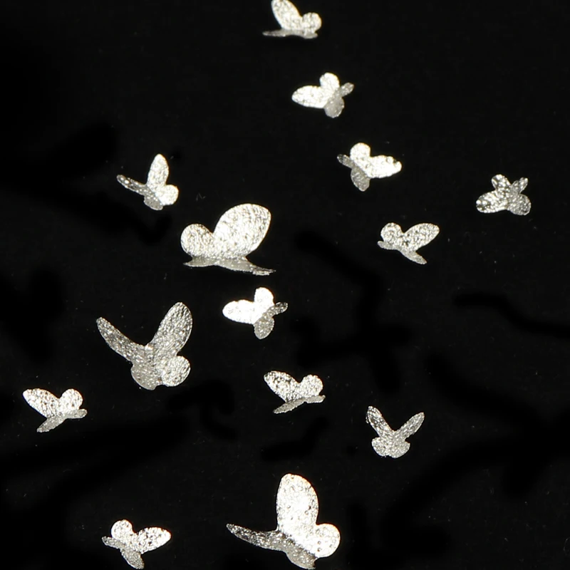 Бабочка Форма наклейки для ногтей с металлическими шипами Золотой Серебряный