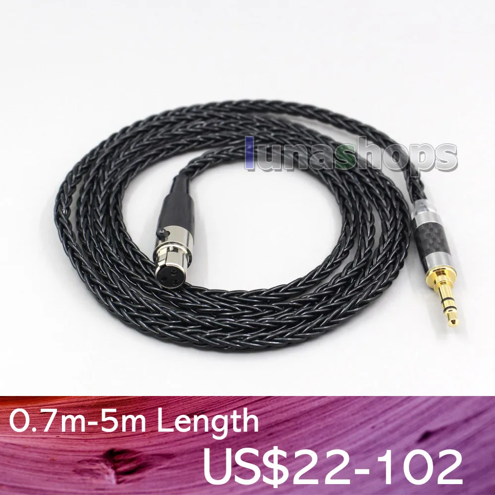 

LN006579 8 Core Silver Plated Black Earphone Cable For Beyerdynamic DT1770 DT1990 PRO AKG K181 pro 2015 M220 Pro Headphone