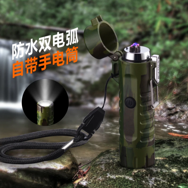 Водонепроницаемая Горячая USB электрическая двойная дуговая Зажигалка