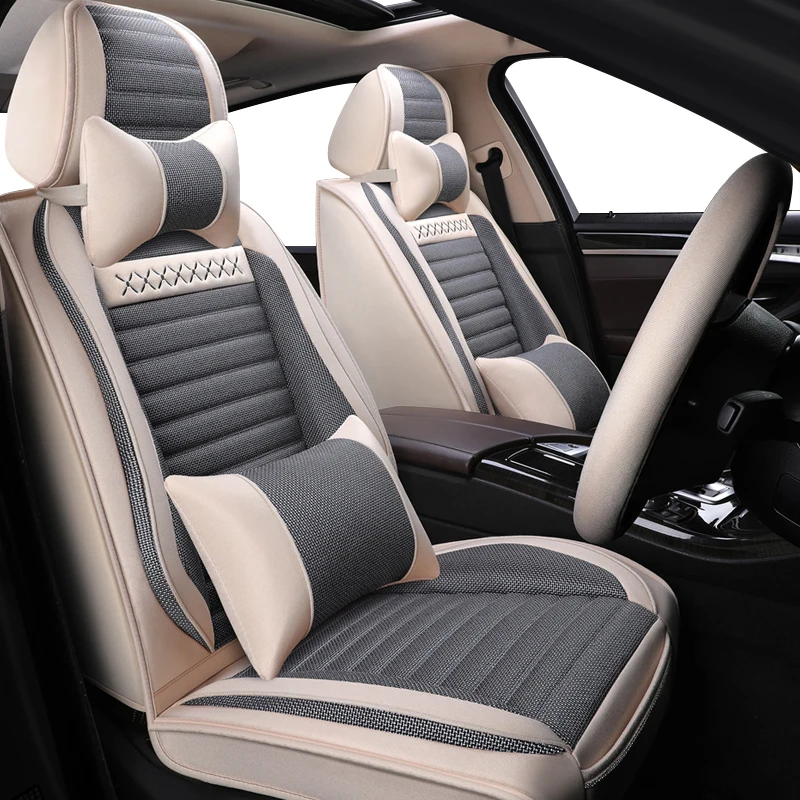 ZHOUSHENGLEE универсальные льняные чехлы для сидений автомобиля Volkswagen VW passat golf tiguan sharan