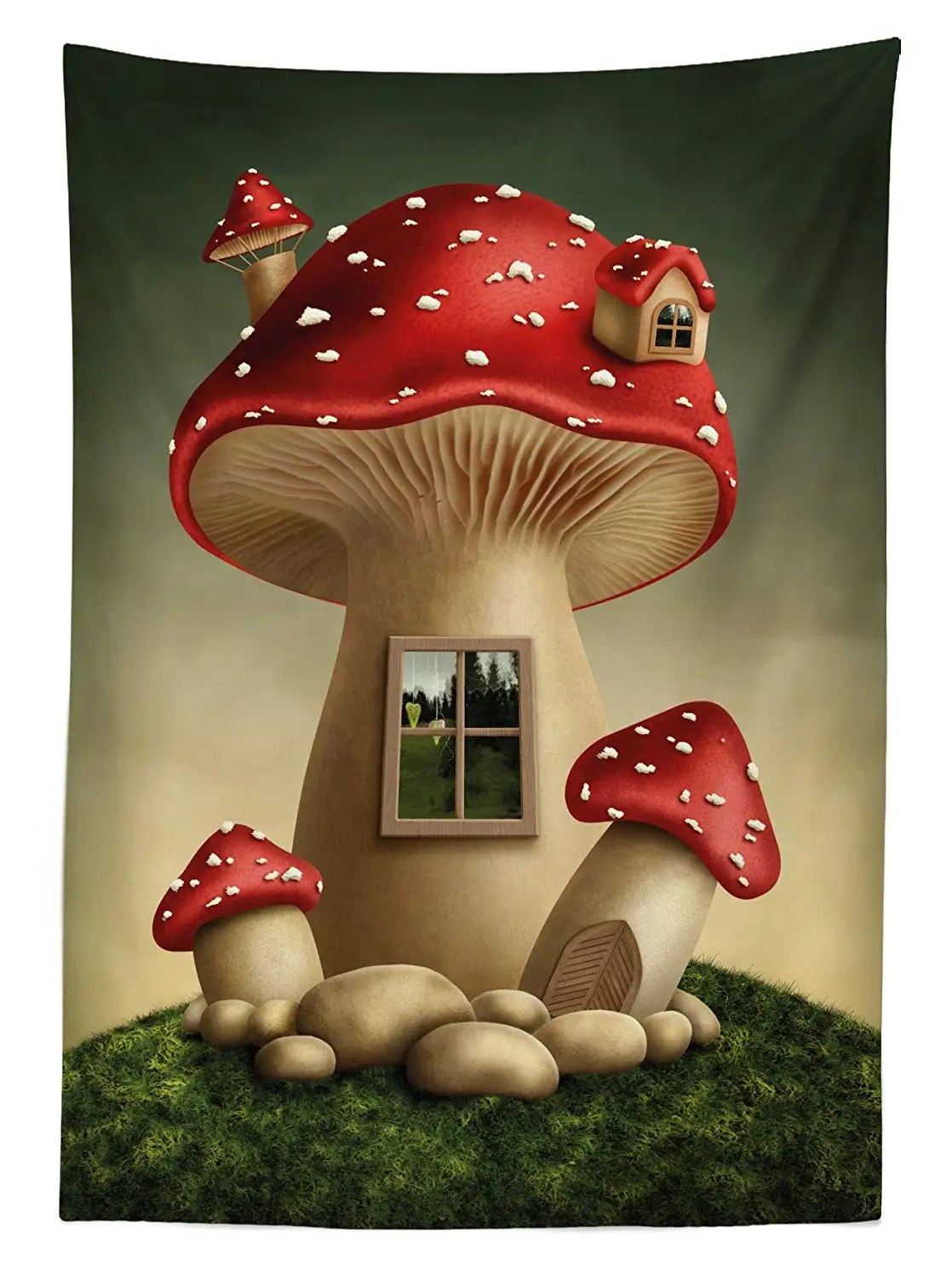Гриб уличная скатерть одна фантазия гриб дом в сказочном лесном даче окно Surreal